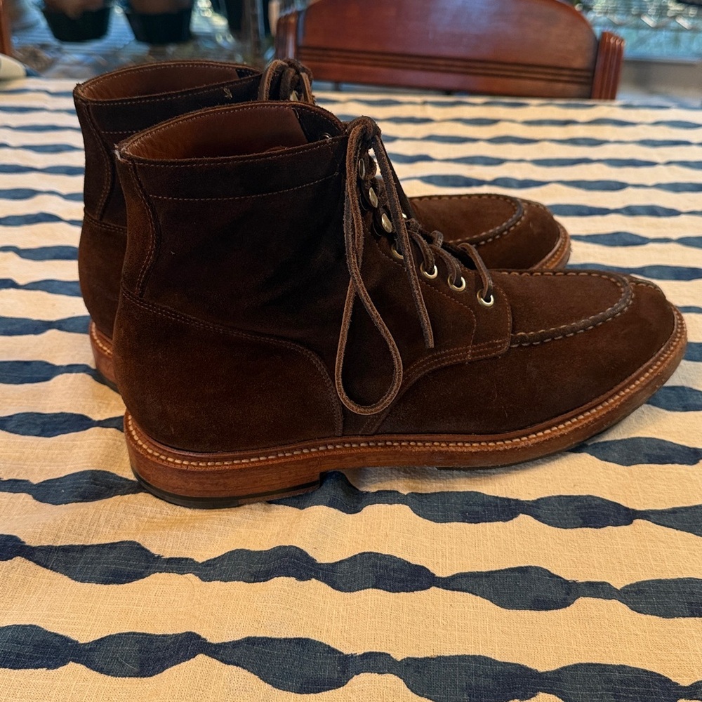 Men's Dark Brown Suede Lace-Up Boots - Picture 2 of 8